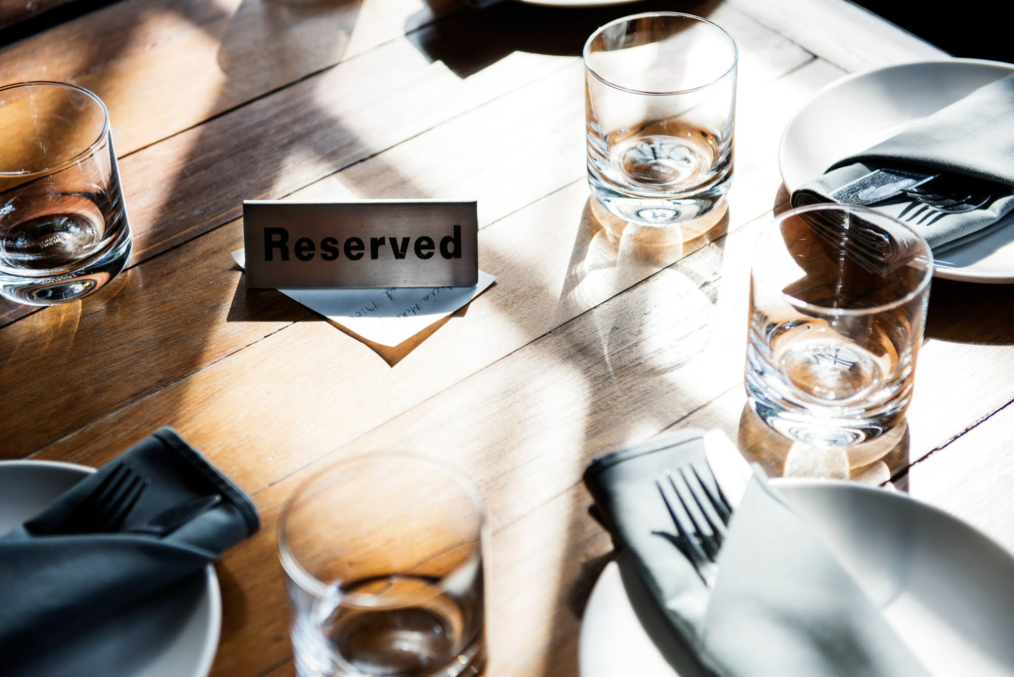 reserved table restaurant
